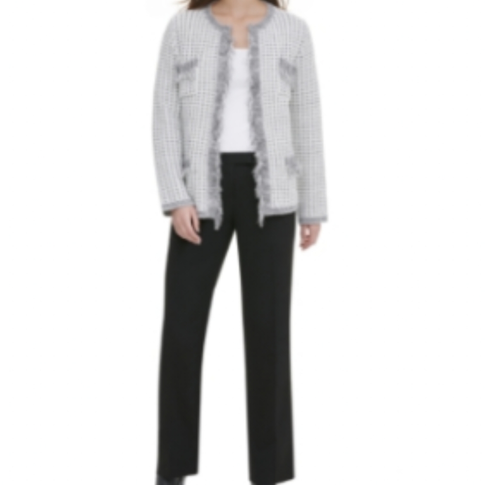 Calvin Klein Tweed Long Sleeve Sweater Jacket